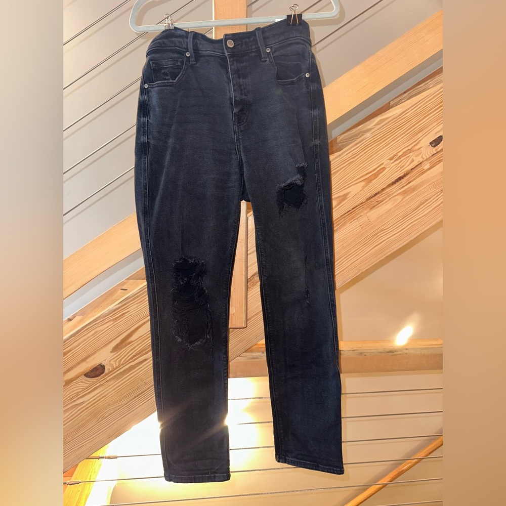 Lulus Black Distressed Straight Leg Jeans - High Rise